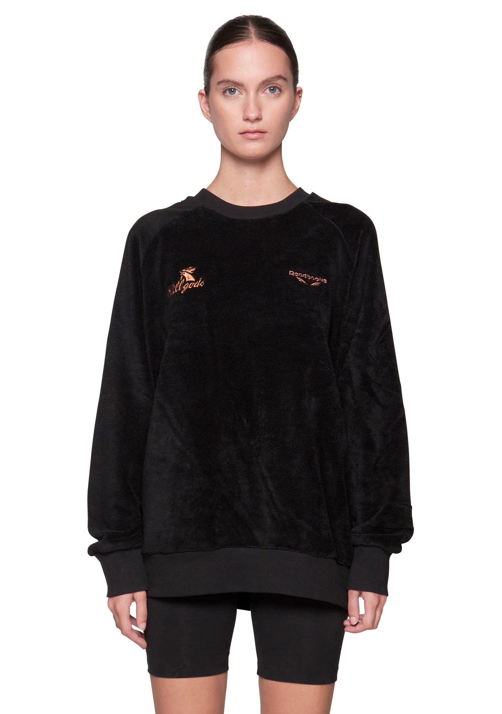 Black & Brown Embroidered Fleece Sweatshirt